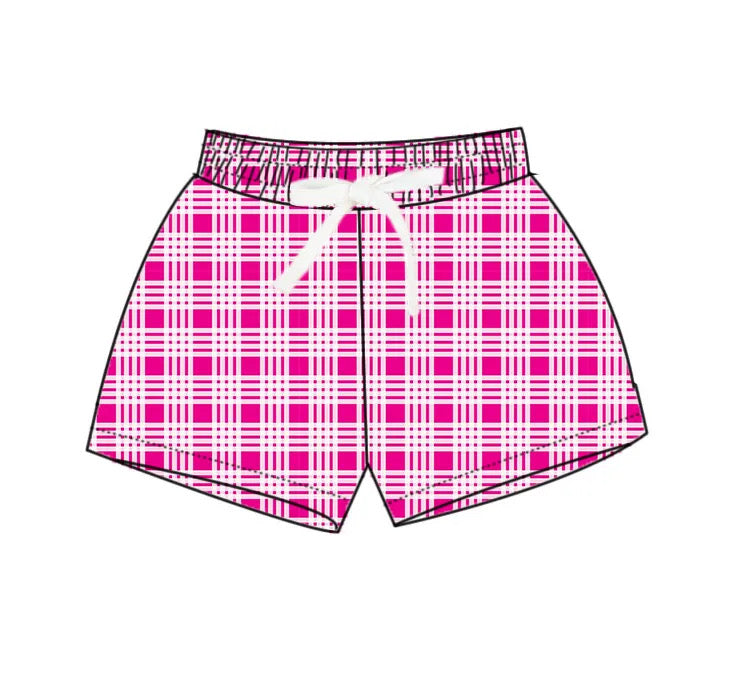 Boys Surf Shorts (Pink Palaka)