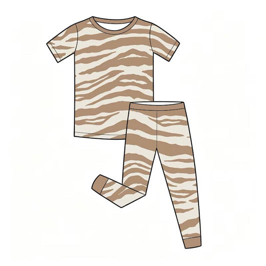 *PREORDER* Two Piece Bamboo Pj Set (Caramel x White Zebra)
