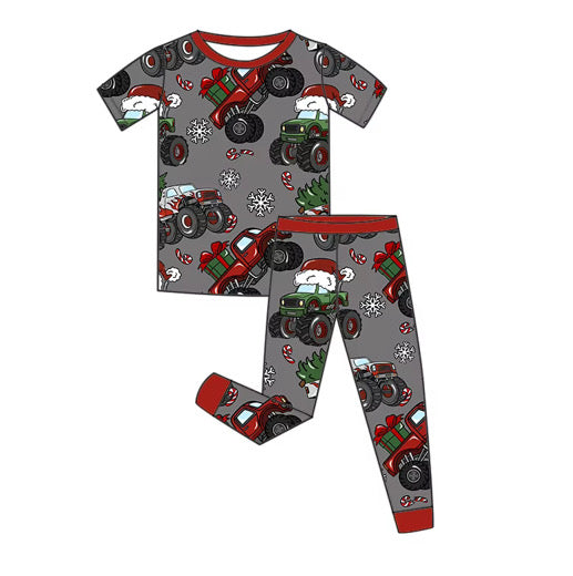 *PREORDER* Two Piece Bamboo Pj Set (Holiday Monster Trucks)