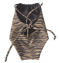 *PREORDER* Girls Halter Cross Back One Piece Swim (Caramel x Black Zebra)