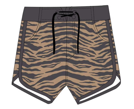 *PREORDER* Boys Surf Shorts (Caramel x Black Zebra)