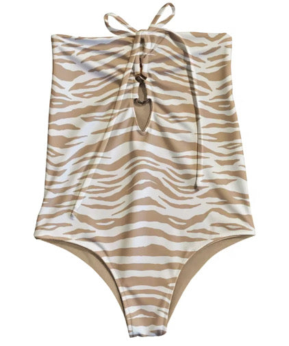 *PREORDER* Allee One Piece Swimsuit (Caramel x White Zebra)