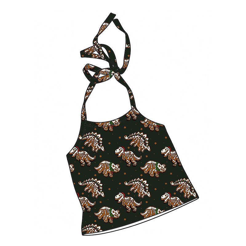 *PREORDER* Fitted Holiday Halter (Gingerbread Dinos)