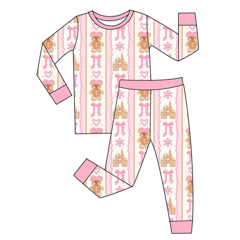 *PREORDER* Two Piece Bamboo Long Set (Gingerbread x Bows)