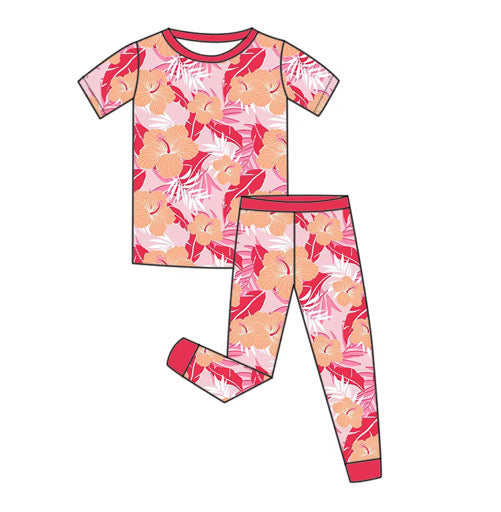 *PREORDER* Two Piece Bamboo Pj Set (Summer Hibiscus)