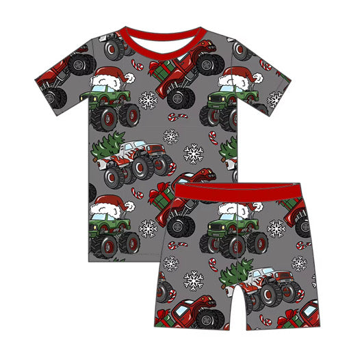 *PREORDER* Two Piece Bamboo Pj Set (Holiday Monster Trucks)