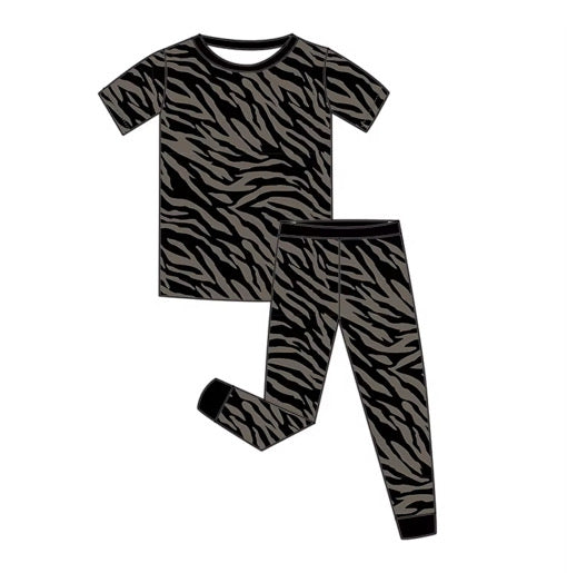 *PREORDER* Two Piece Bamboo Pj Set (Black x Gray Zebra)