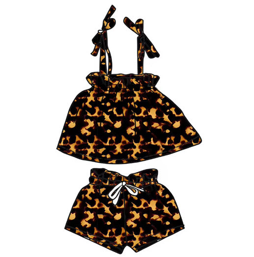 *PREORDER* Girls Double Tie Two Piece Set (Tortoise Shell)