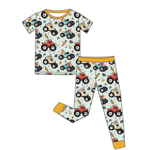 *PREORDER* Two Piece Bamboo Pj Set (Easter Monster Trucks)