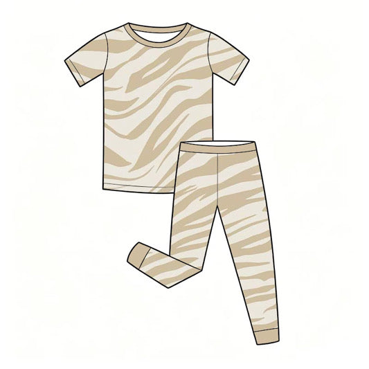 *PREORDER* Two Piece Bamboo Pj Set (Tan x Cream Zebra)