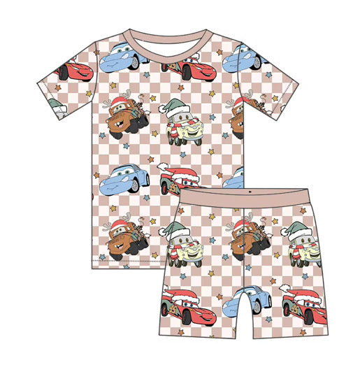 Two Piece Bamboo Pj Set (Checkered Holiday Cars)