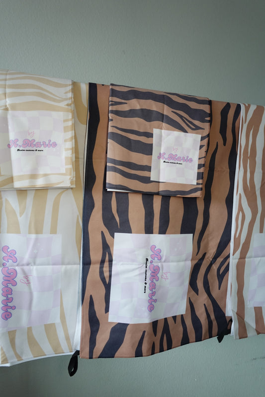 Full Size Microfiber Active Towel (Caramel x Black Zebra)