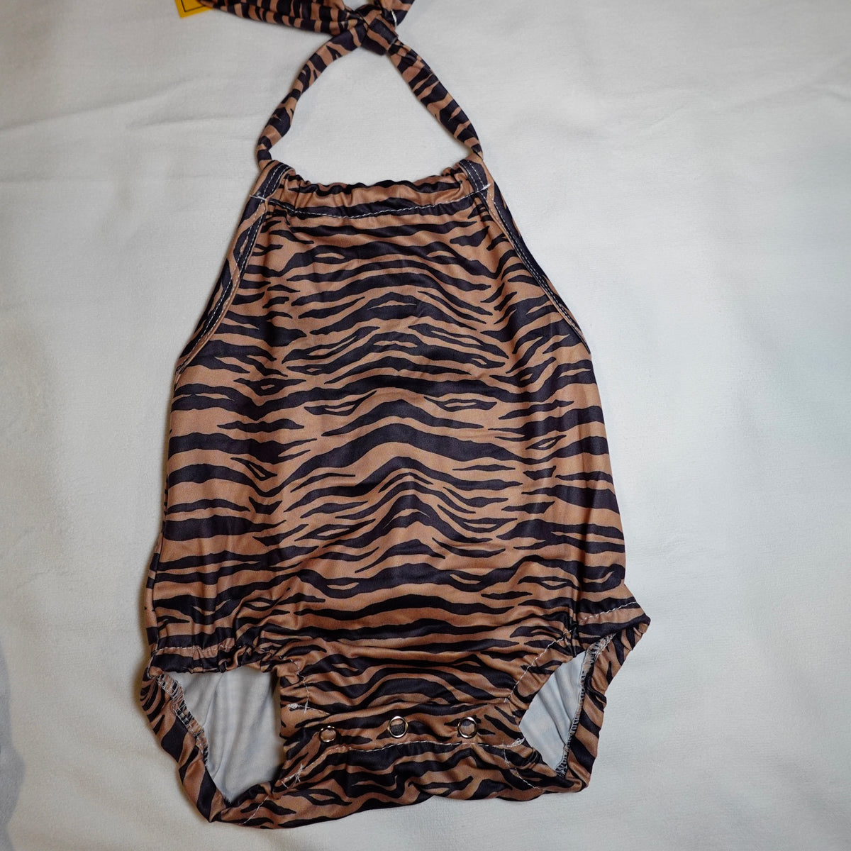 Girls Bubble Halter Bodysuit (Caramel x Black)