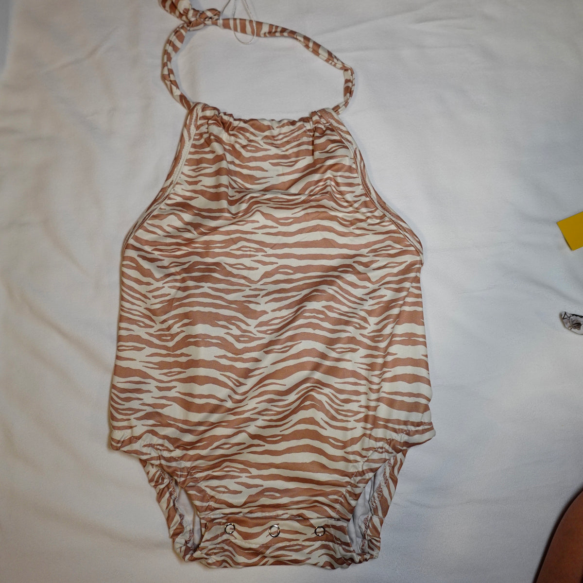 Girls Bubble Halter Bodysuit (Caramel x White Zebra)