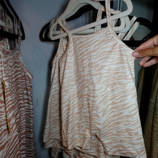 Avry Fitted Romper (White x Cream Zebra)
