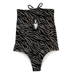*PREORDER* Allee One Piece Swimsuit (Black x Gray Zebra)