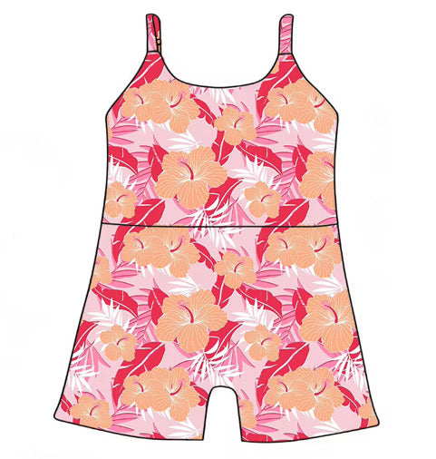 *PREORDER* Avry Fitted Romper (Summer Hibiscus)