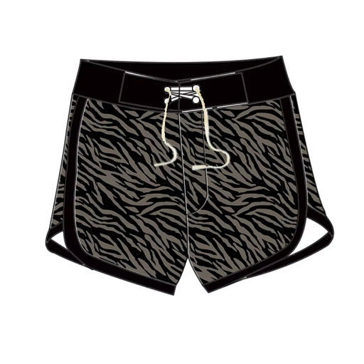 *PREORDER* Boys Surf Shorts (Black x Gray Zebra)
