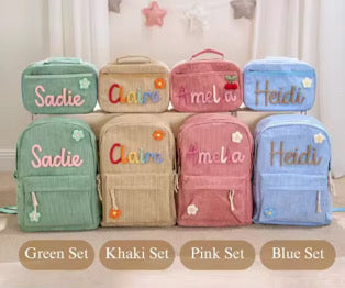 *PREORDER* Custom Embroidered Backpack x Lunch Bag Duo