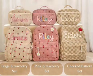 *PREORDER* Custom Embroidered Backpack x Lunch Bag Duo