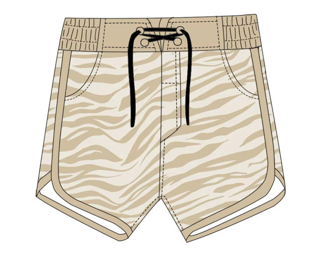 *PREORDER* Boys Surf Shorts (Cream x Tan Zebra)