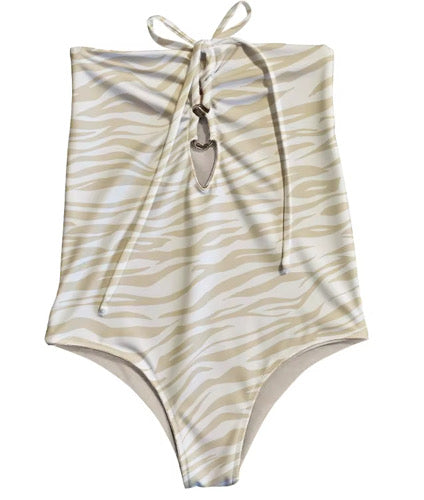 *PREORDER* Allee One Piece Swimsuit (Cream x Tan Zebra)