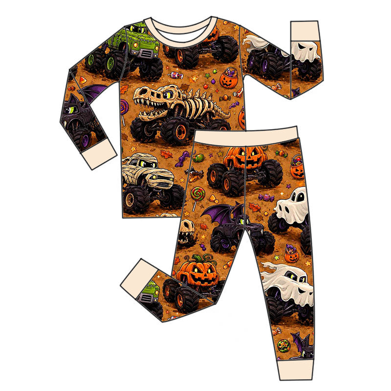 *PREORDER* Two Piece Bamboo Long Set (Spooky Monster Trucks)