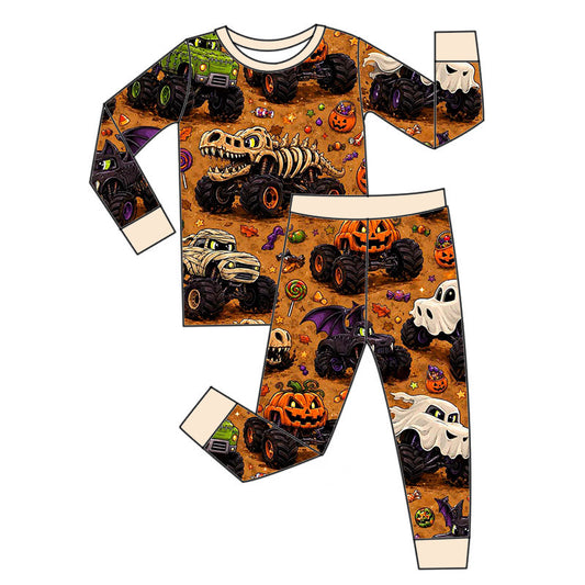 *PREORDER* Two Piece Bamboo Long Set (Spooky Monster Trucks)
