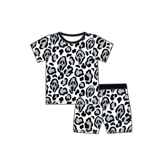 *PREORDER* Two Piece Bamboo Shorts Set (Ghost Face Cheetah)