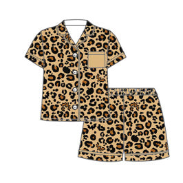 *PREORDER* Women's Two Piece Button Up Bamboo Shorts Set (Bat x Cheetah)