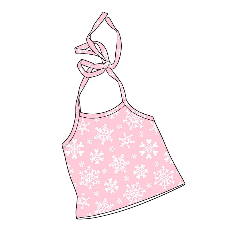 *PREORDER* Fitted Holiday Halter (Pink x Snowflakes)