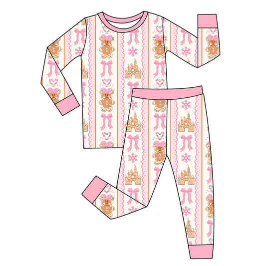 *PREORDER* Two Piece Bamboo Long Set (Gingerbread x Bows)