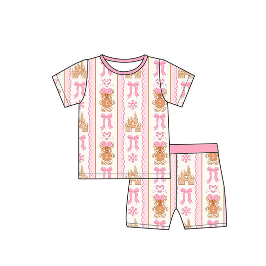 *PREORDER* Two Piece Bamboo Shorts Set (Gingerbread x Bows)