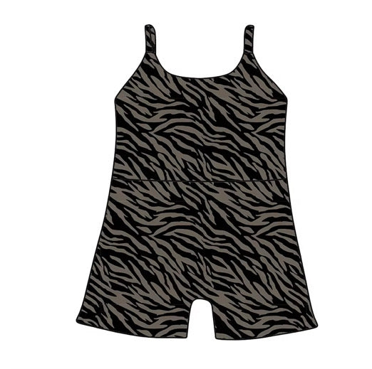 *PREORDER* Avry Fitted Romper (Black x Gray Zebra)